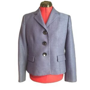 Suit Studio Blue Blazer Women's Petite Size 8P Long Sleeves 3-Buttons Pockets